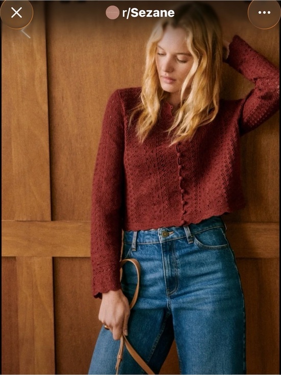 Sezane Sweaters - Sézane Noelie Cropped Knit Button-Front Sweater in Brick size L (label says XL)